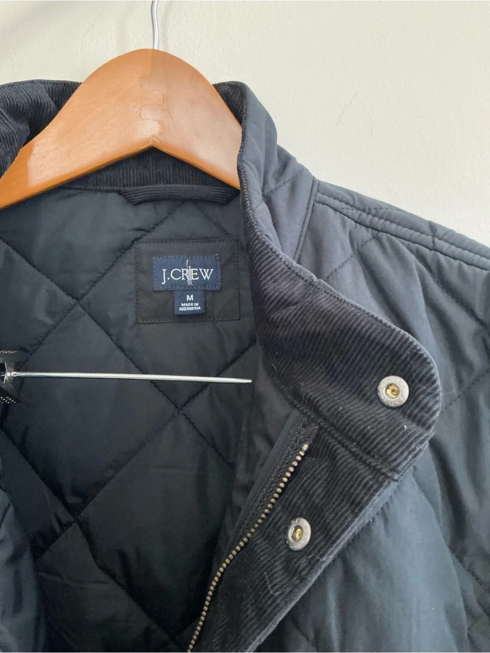 J. Crew Black Quilted Snap-Front Puffer Jacket